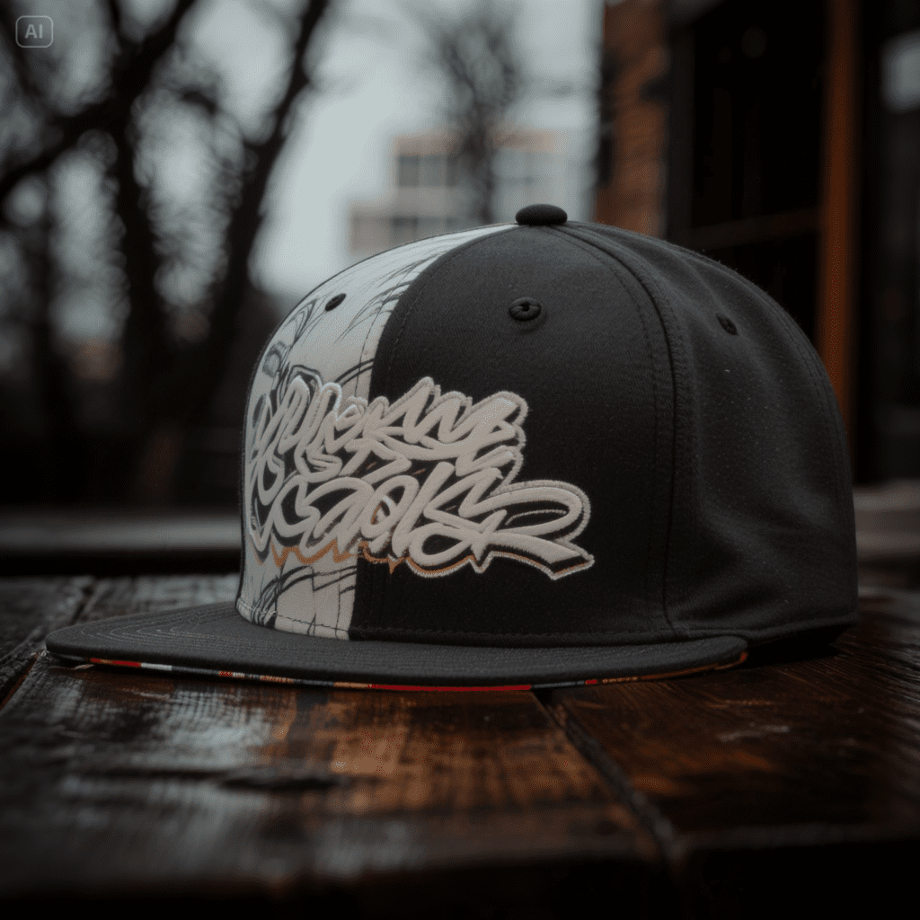 Black and white embroidered hiphop hat Jointop