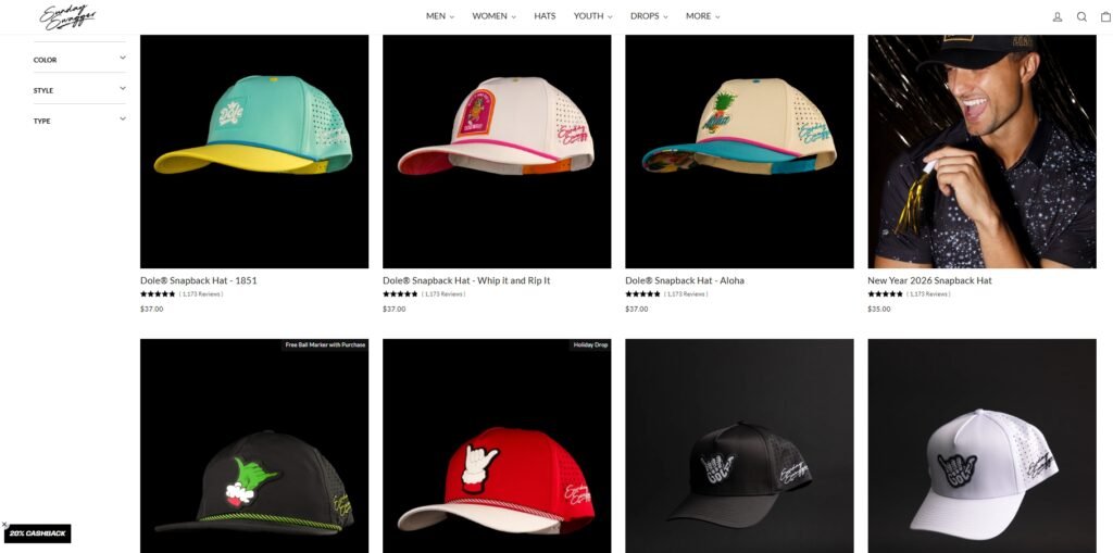 Sunday Swagger Performance Golf Cap JoinTop | Custom Hat Manufacturer Supplier | OEM ODM Headwear Factory