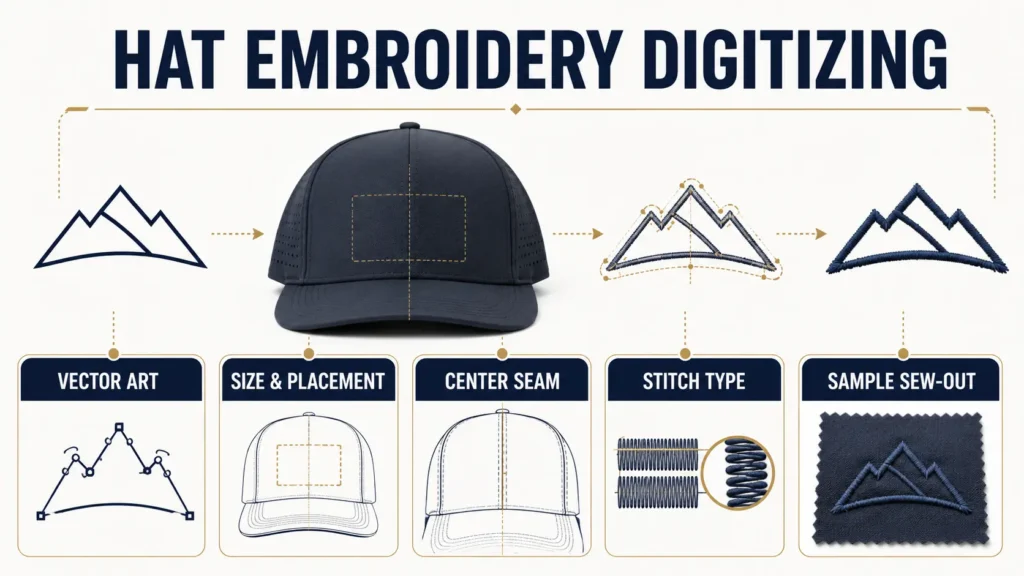 Hat embroidery digitizing checklist for brand logo approval