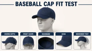Custom baseball cap fit test before bulk production