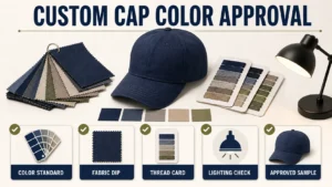 Custom cap color approval for fabric thread and trims