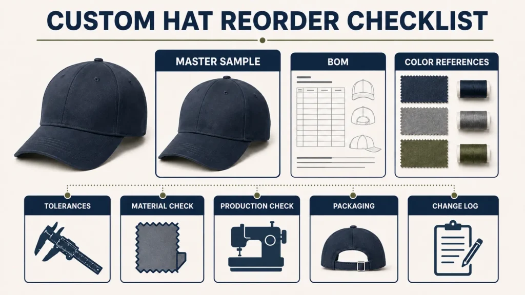 Custom hat reorder checklist for consistent repeat production
