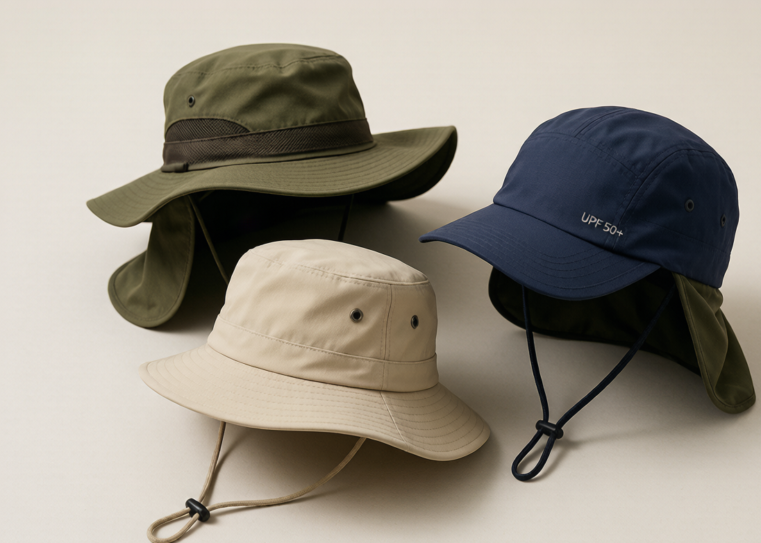 UPF 50+ sun hats including bucket, safari, and performance cap styles