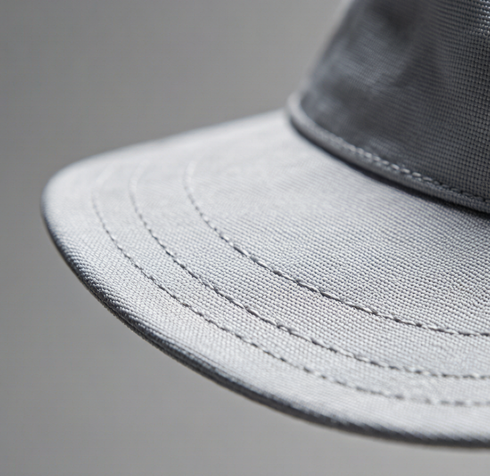 Macro product photography of U 2026 08 11T01 36 18 cropped JoinTop | Custom Hat Manufacturer Supplier | OEM ODM Headwear Factory Close up of UPF 50+ fabric weave and brim detail on a sun hat