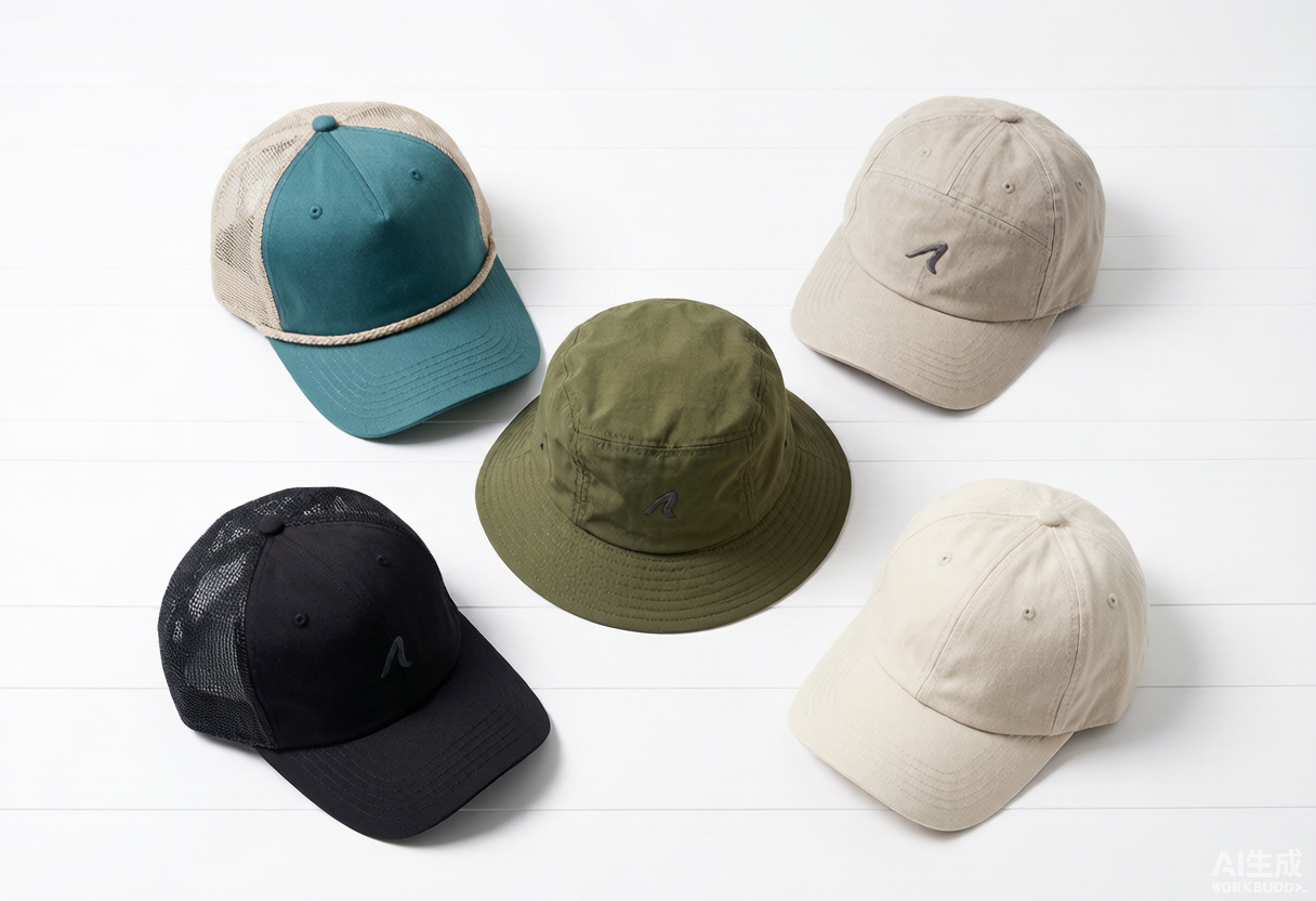 Latest fashion hats 2026 — trucker hats, dad hats, bucket hats, and performance caps displayed together