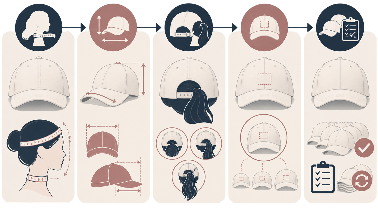 Infographic showing target measurements, proportions, hair accommodation, logo scaling, and reorder approval
